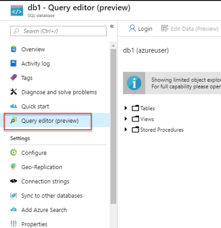 Screenshot of the Query Editor menu link.