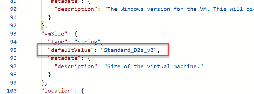 Screenshot of the template with the VM name change highlilghted.